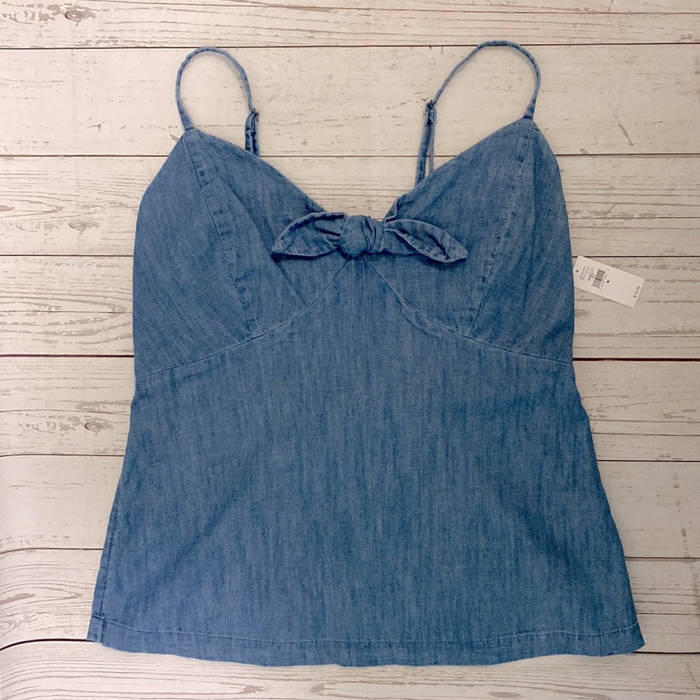 NWT Old Navy Blue Chambray Cotton Tie Front Camisole Medium